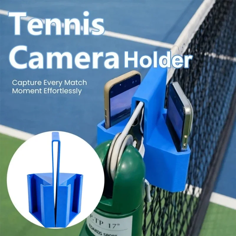 Dual Perspective Tennis Net Phone Mount Portable Clamp Camera Holder for Match Analysis Court Practice Live Streaming Sports