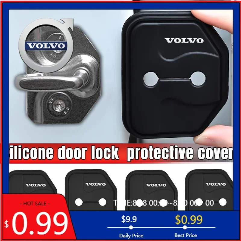 

Стайлинговые молдинги, 4 шт., силикагель, крышка дверного замка автомобиля, защитная пряжка, антикоррозийные аксессуары для Volvo XC90 V90 V60 XC60 V4