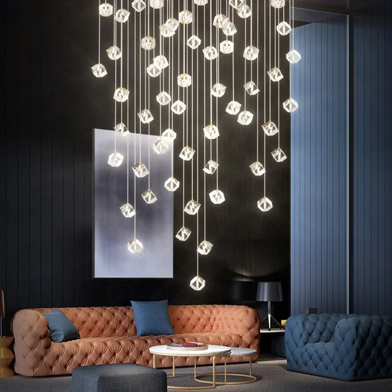 Imagem -04 - Modern Cristal Led Chandelier para Escadaria de Luxo Interior Longo Stair Lighting Fixture Simples Criativo Grande Lâmpada Pendurada