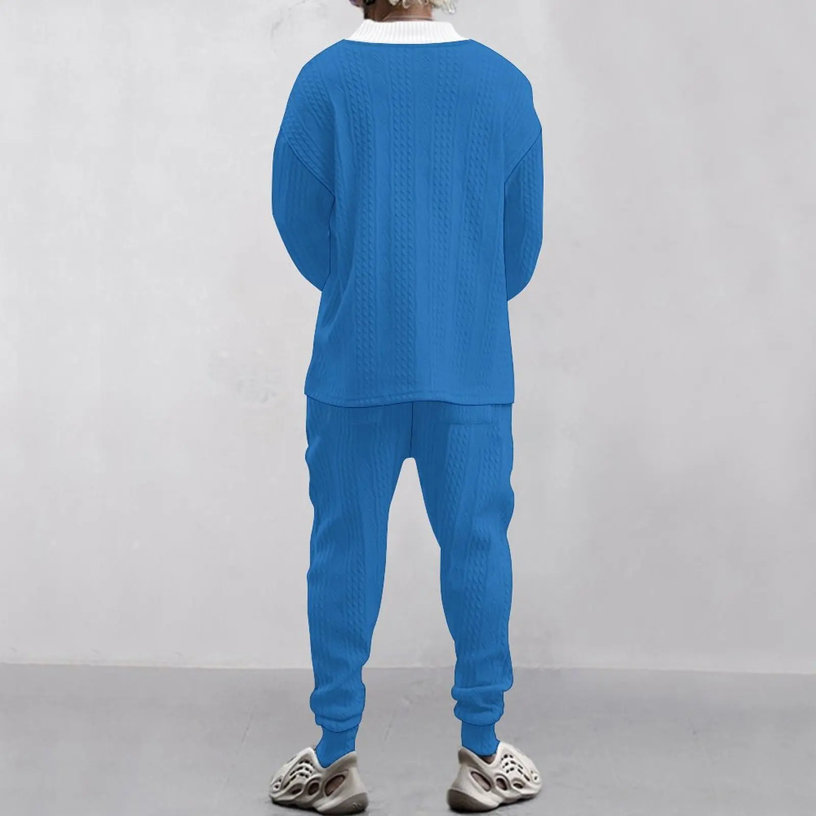 Unique men\'s long sleeved and long pants set. Thick jacquard fabric. Eye catching 3D printing. extraordinary!