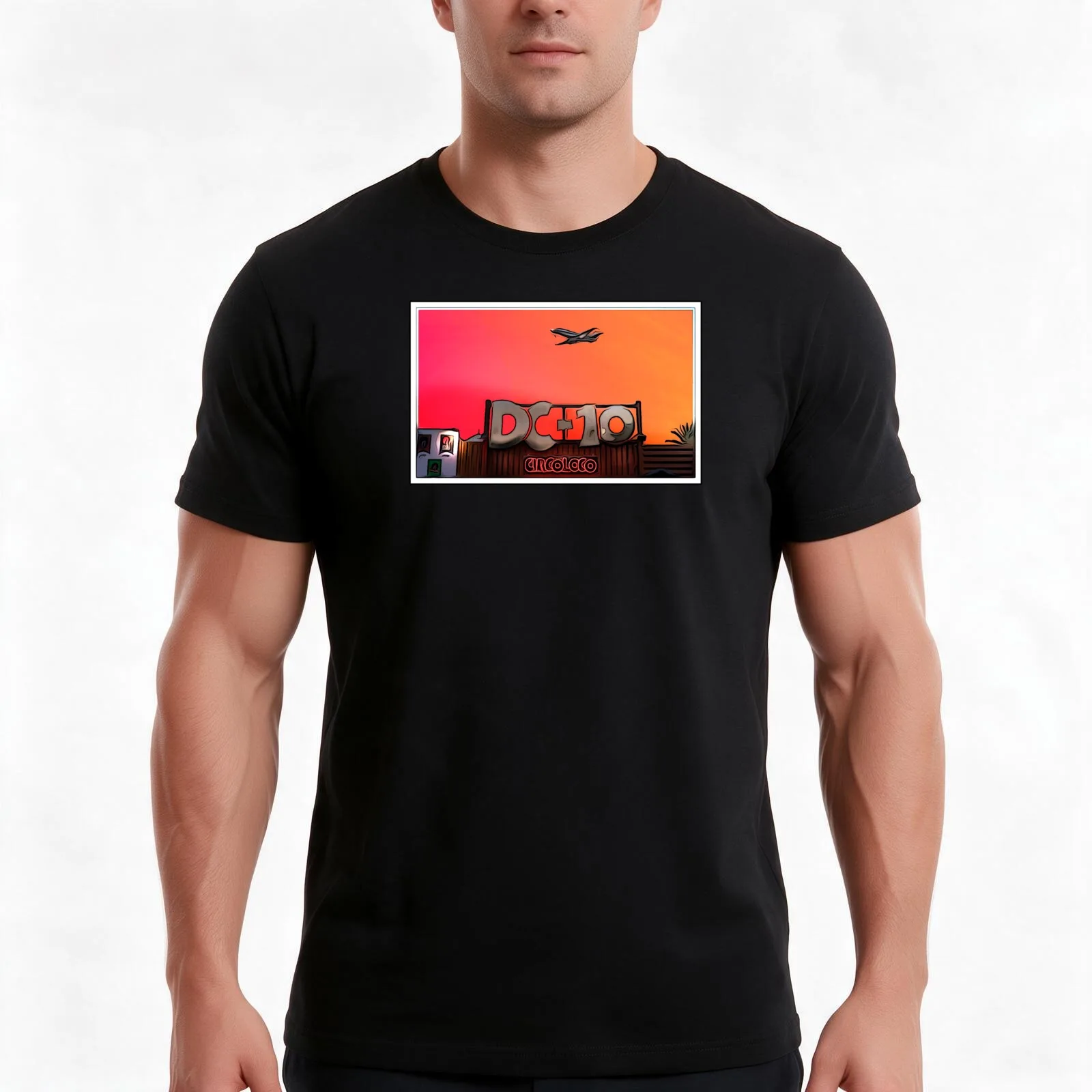 DC-10 IBIZA PLANE SUNSET POSTER - 2022 EIVISSA T-Shirt, Summer Casual Cotton Tee, Oversized Streetwear Tops, Unisex Men Women