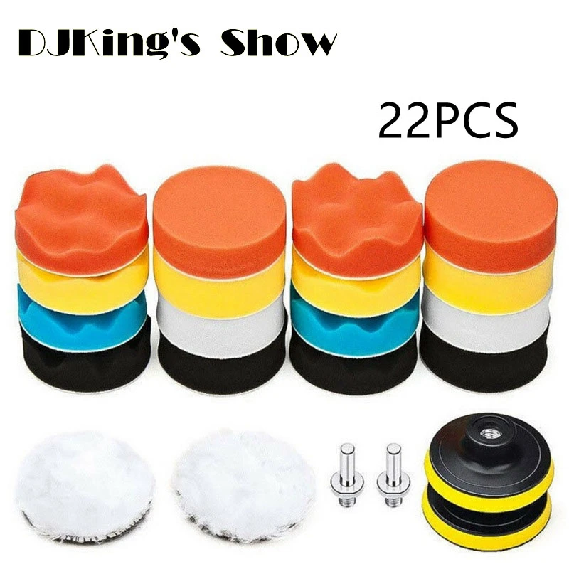 Car Polishing Sponge Pads 22Pcs M10 Foam Pad Buffer Polish Machine Wax Pads for Auto Motorcycle Motor Vehicle Remove Scratches