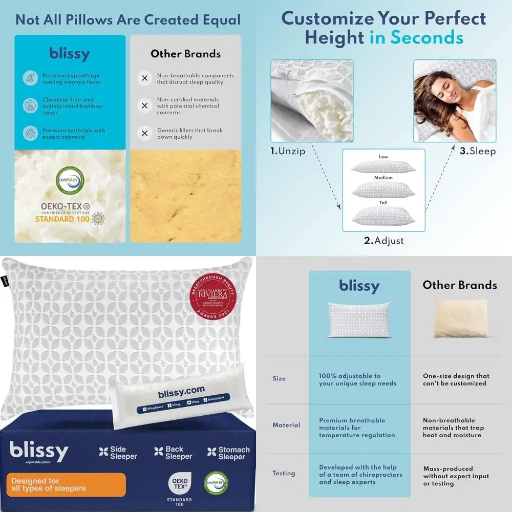 

Queen Size Cooling Memory Foam Pillow - Oeko-TEX & CertiPUR-US Certified