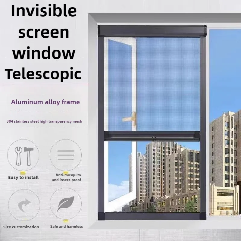 

Customized retractable stainless steel window screen mesh, self installed mosquito screen window roll screen window sand mesh