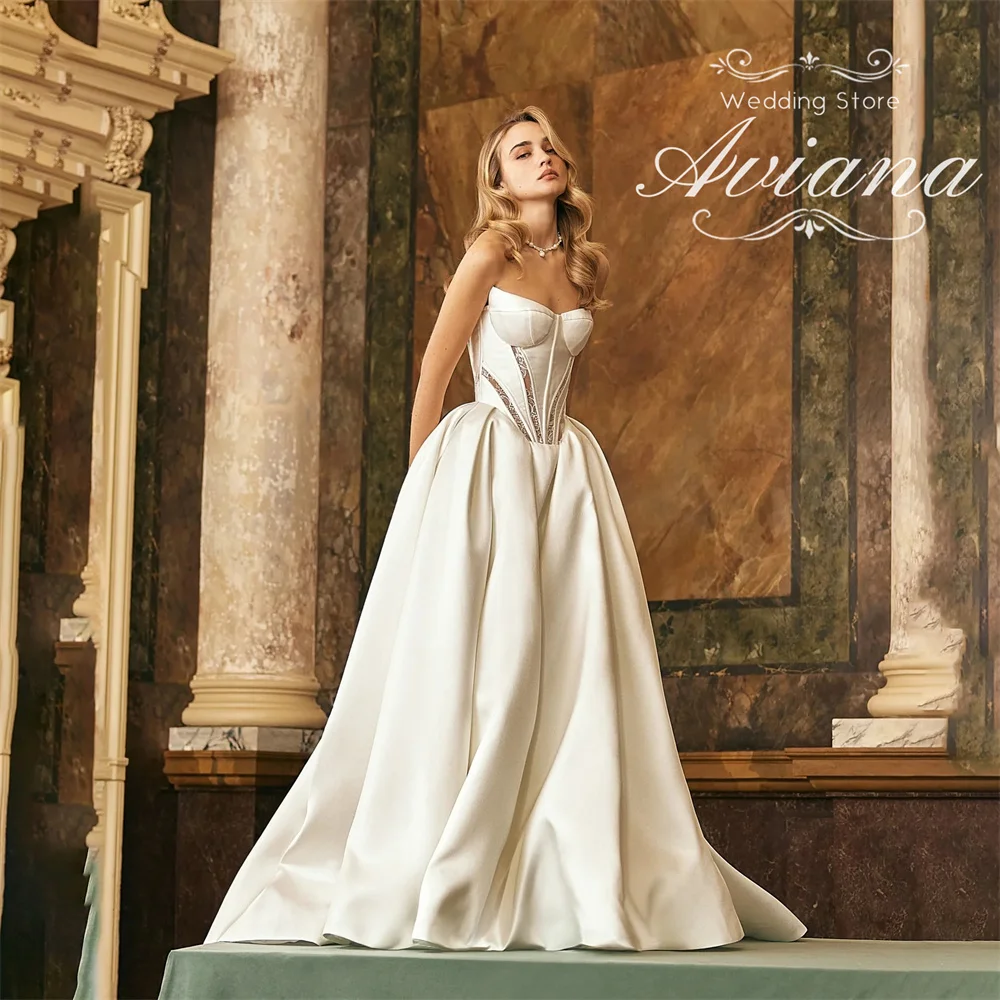 

Aviana Customized Bridal Gown Lace Up A-Line Wedding Dress Lace Sweetheart Corset Sweeep Train Elegant New Design Ball Gown 2025