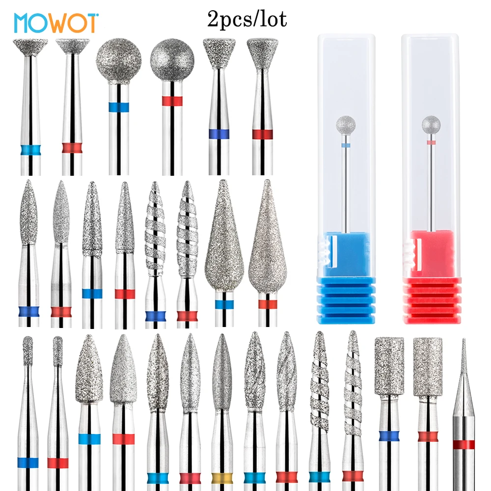 

MOWOT 2pcs/lot Flame Tornado Nail Drill Bits for 3/32'' Rotary Cuticle Burr Remove Milling Cutter Electric Diamond Nail Bit Tool