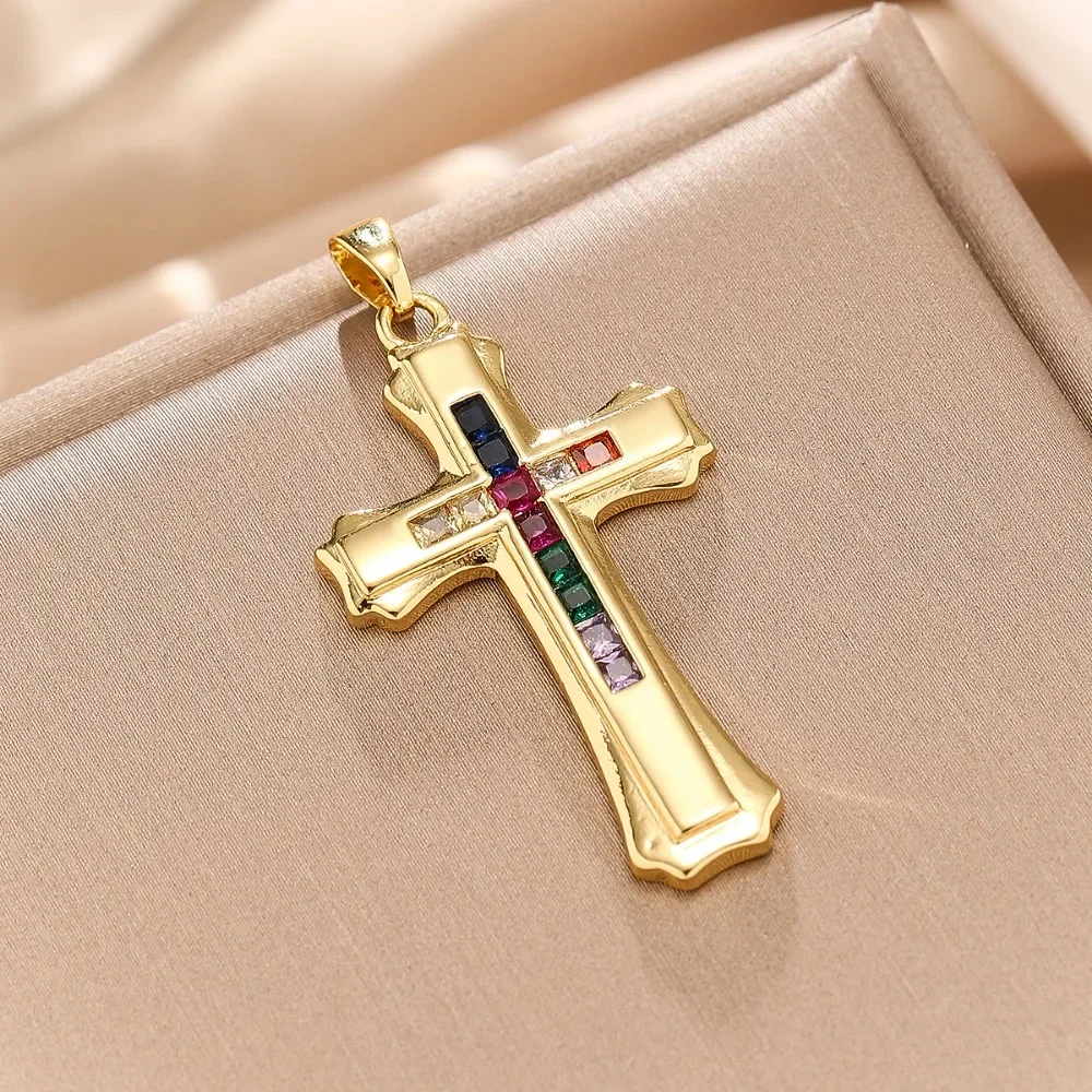 European And American Pendants, Middle Eastern Style Personalized Design Micro-encrusted Zirconium Cross Necklace