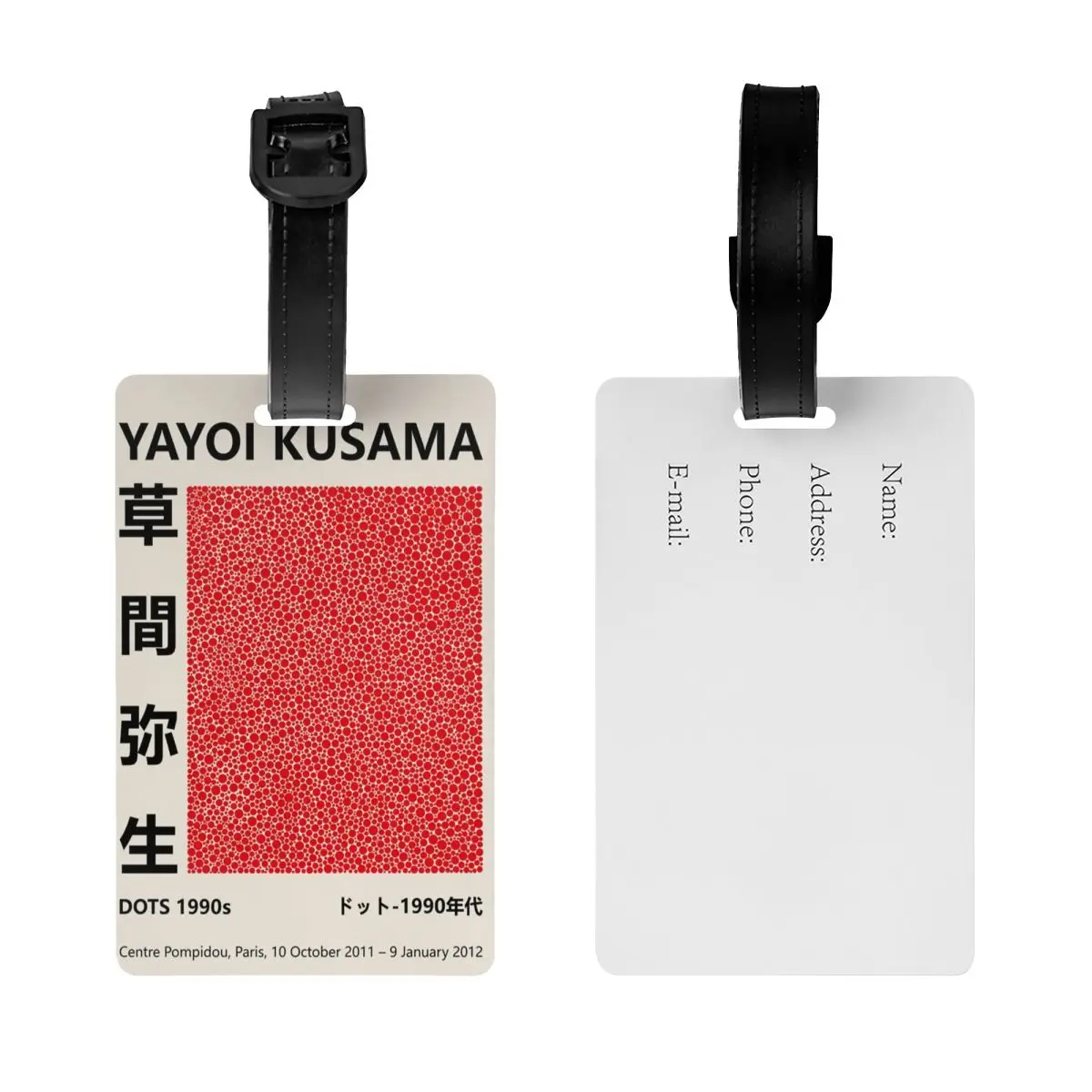 Pontos personalizados vermelho yayoi kusama etiqueta de bagagem para malas bonito pintura abstrata etiquetas de bagagem capa de privacidade nome cartão de identificação