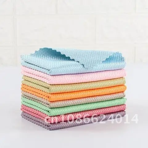 5 Pieces Microfiber Dish Cleaning Rags Efficiently Wipe Fish Scale Washing Anti-Grease Clean Towel Cloths Home Kitchen Tools