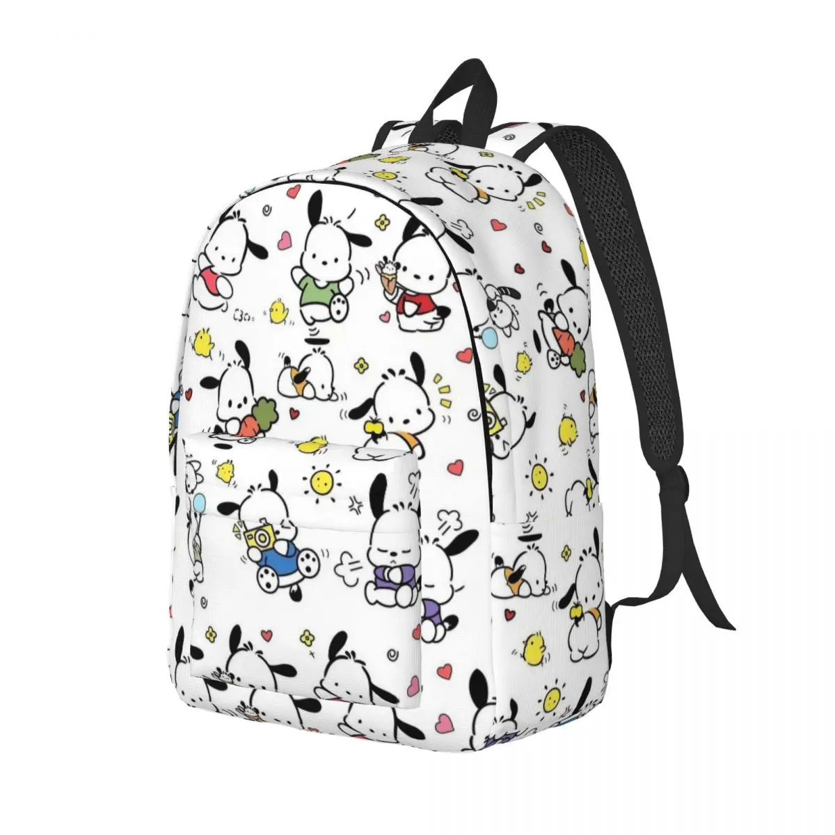 Pochacco Dog Teenage Backpack with Pocket High School Work Kawaii Cartoon Daypack for Men Women College Shoulder Bag