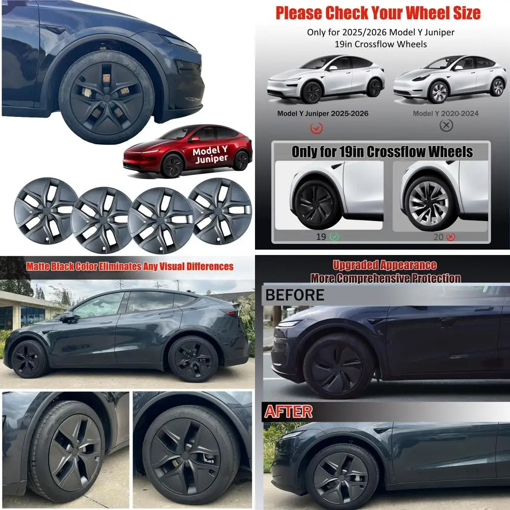 

Чехлы на колеса для модели Y Juniper 19-дюймовые перекрестные колеса с центральными колпачками, 19-дюймовые колпаки на колеса для Tesla Model Y 2025 2026