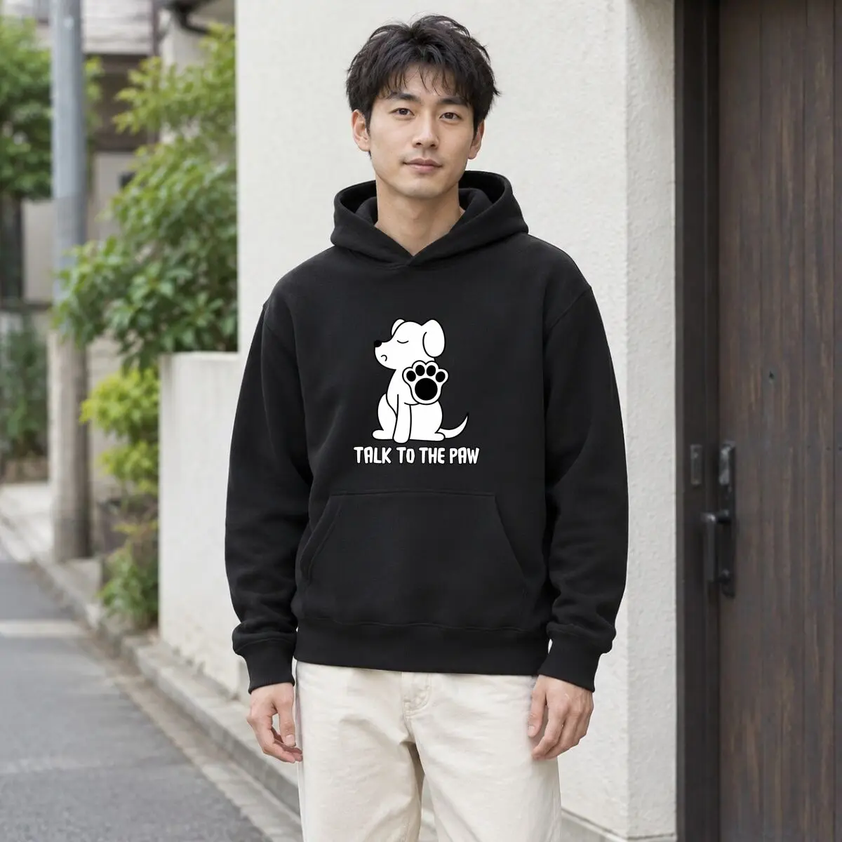 Talk To The Paw Funny Dog Paw Print Design Autumn and winter new men's and women's hooded sweatshirts
