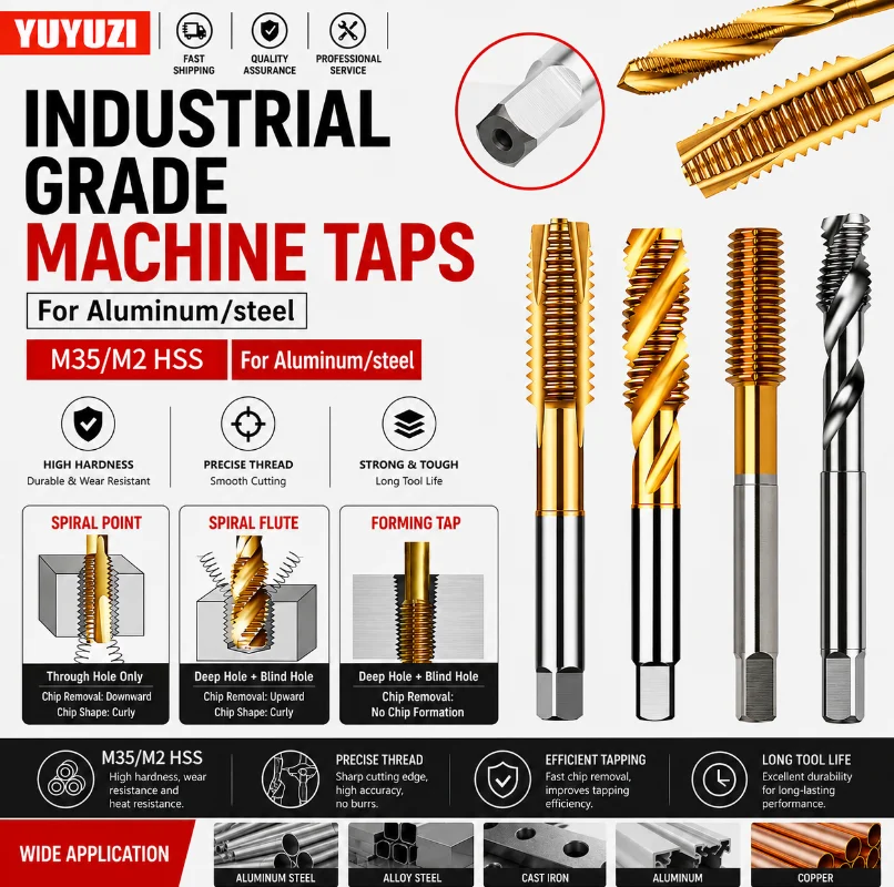 HSS Cobalt Machine Tap Spiral Flute/Spiral Point Flute/Forming Tap M1-M12 JIS Standard Tapping Tool for Steel Aluminum Copper