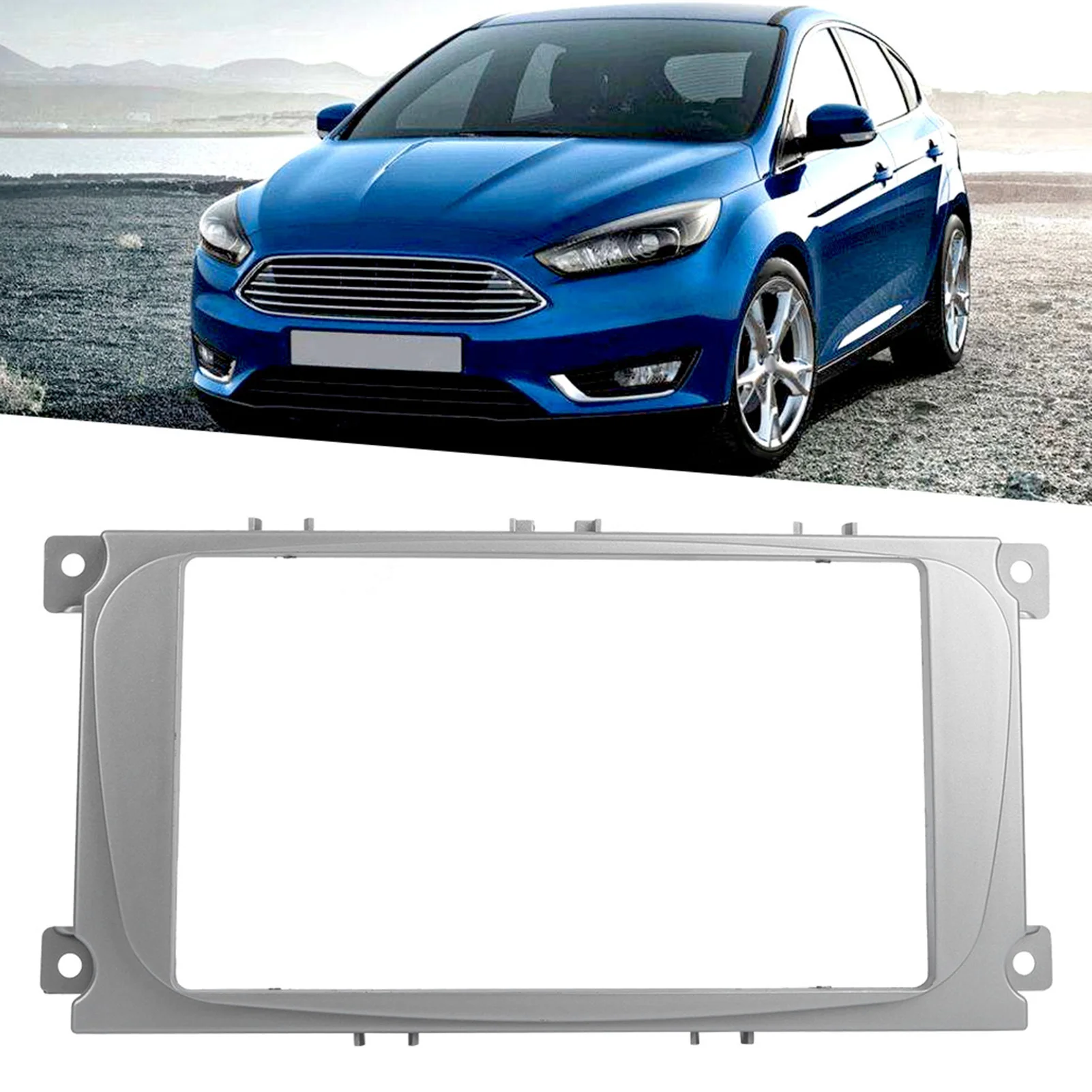 

2Din 7in Navigation Fascias Frame DVD Radio Player Panel Trim Fits for Ford Focus 2004‑2010