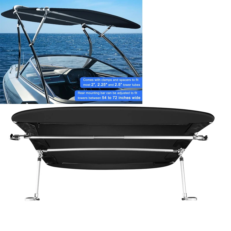 

For Most 2-2.5” Tube Wake Towers on Bass Boats, Jon Boats, Pontoons & More ,Universal Wakeboard Tower Boat Bimini Top