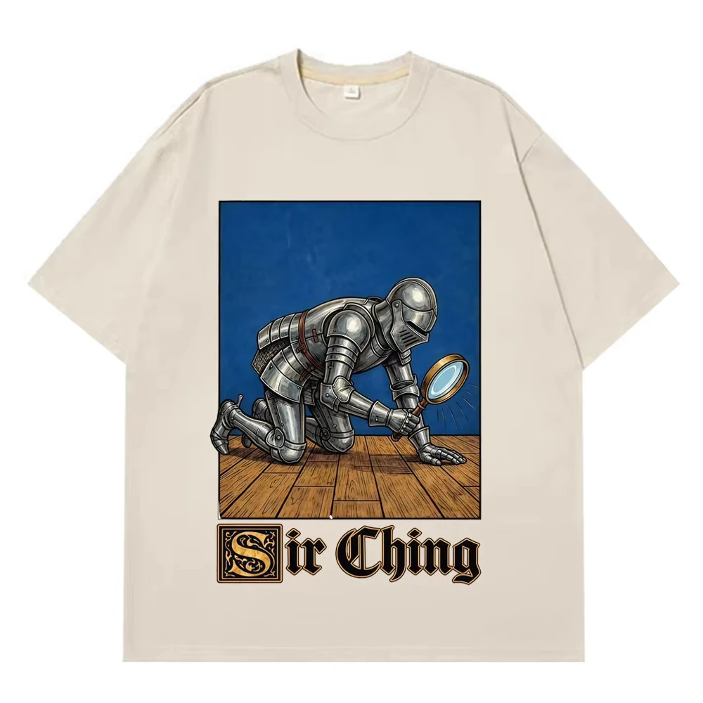 Sir Ching Funny Knight Meme T-shirts Men Women Fashion Harajuku T-shirt Short-sleeved Loose Casual Cotton Ashion T-shirts Tops