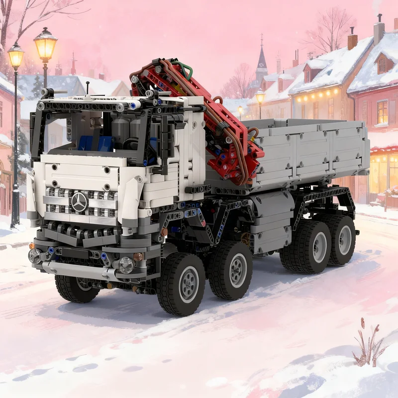 2125 Teile MOC Mercedes Arocs mit pneumatischem Kran Technisches Modellbausatz Architektur-Spielzeug Weihnachtsgeschenke Bausteine für Kinder