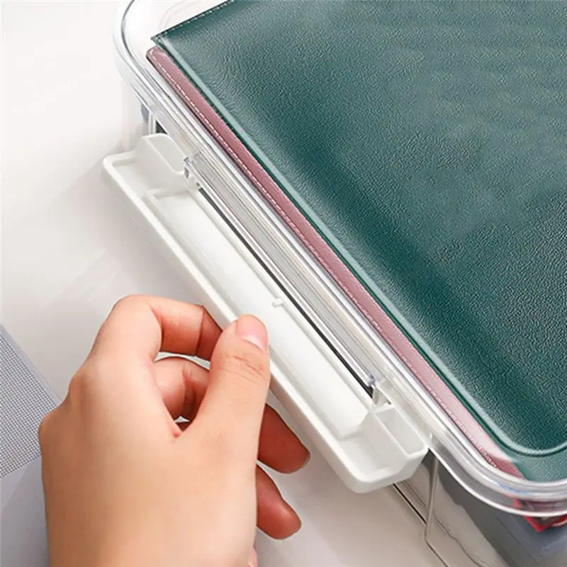 A4 Transparent Storage Box Portable Plastic Document Stationery Jewelry Storage Case School Home Office Supplies