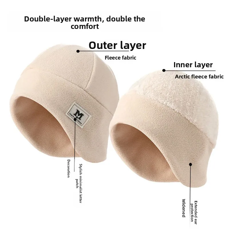 Thickened Fleece Winter Cycling Hat Women's  Vehicle Windproof Warm Ear Covering Headset Inner Helmet Cap Unisex