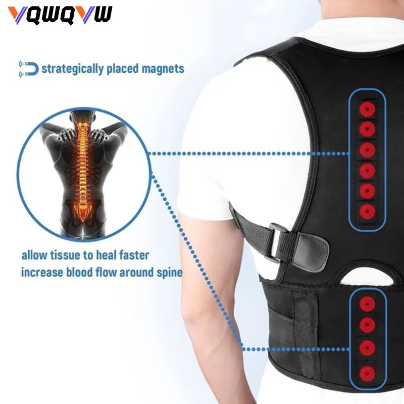 1Pcs Posture Corrector Magnetic Therapy Clavicle Back Straightener Shoulder Support Brace Lumbar Belt Correction,Back Support