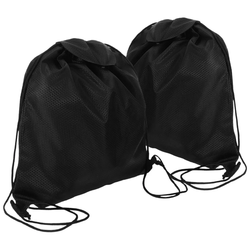 

2Pcs Waterproof Storage Bag Drawstring Backpack for Handlebar Bike Motorcycle Welding Black Lightweight Travel Gym Sports