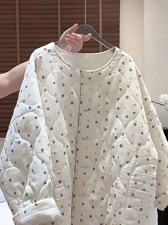 

Ультрамягкая теплая хлопковая верхняя одежда Jaet, зима 2025 года, универсальная свободная посадка Ele Commuter, круглая, на одной пуговице