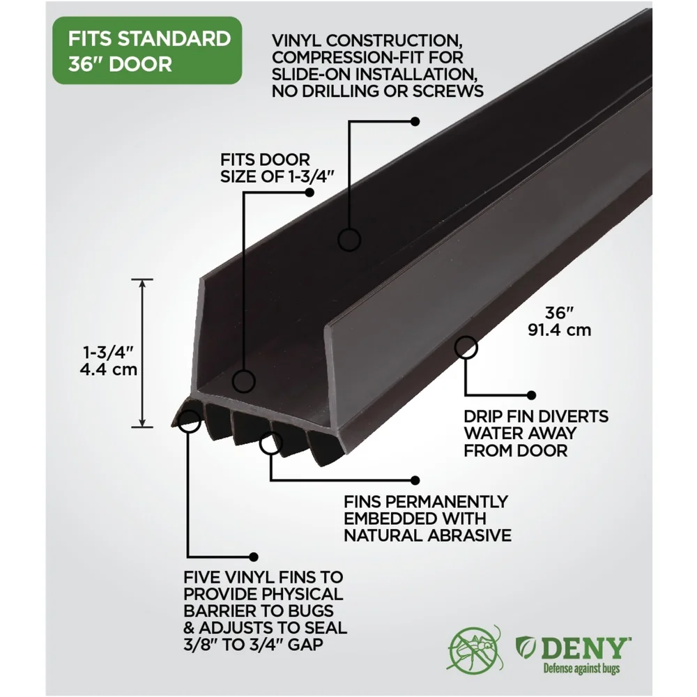 الفينيل U-شكل الشريحة على تحت الباب الختم 36in مشروع الرطوبة الغبار حاجز الحشرات سهلة التركيب ضغط تناسب توفير الطاقة #4