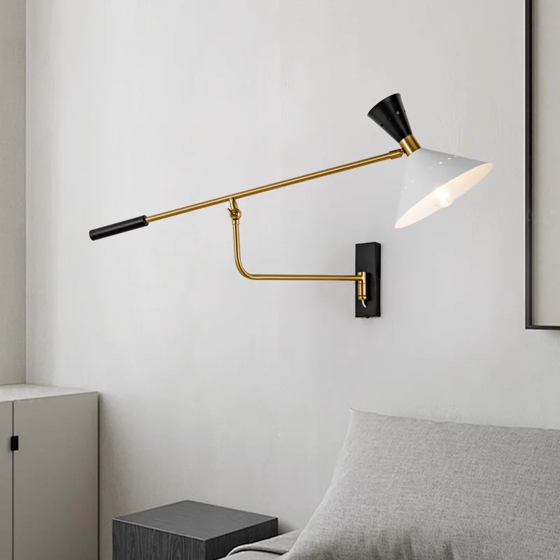 

Промышленные настенные светильники Длинный настенный светильник с поворотным кронштейном Спальня Регулируемая лампа для чтения для учебы E27 Декор Студийный светильник для спальни
