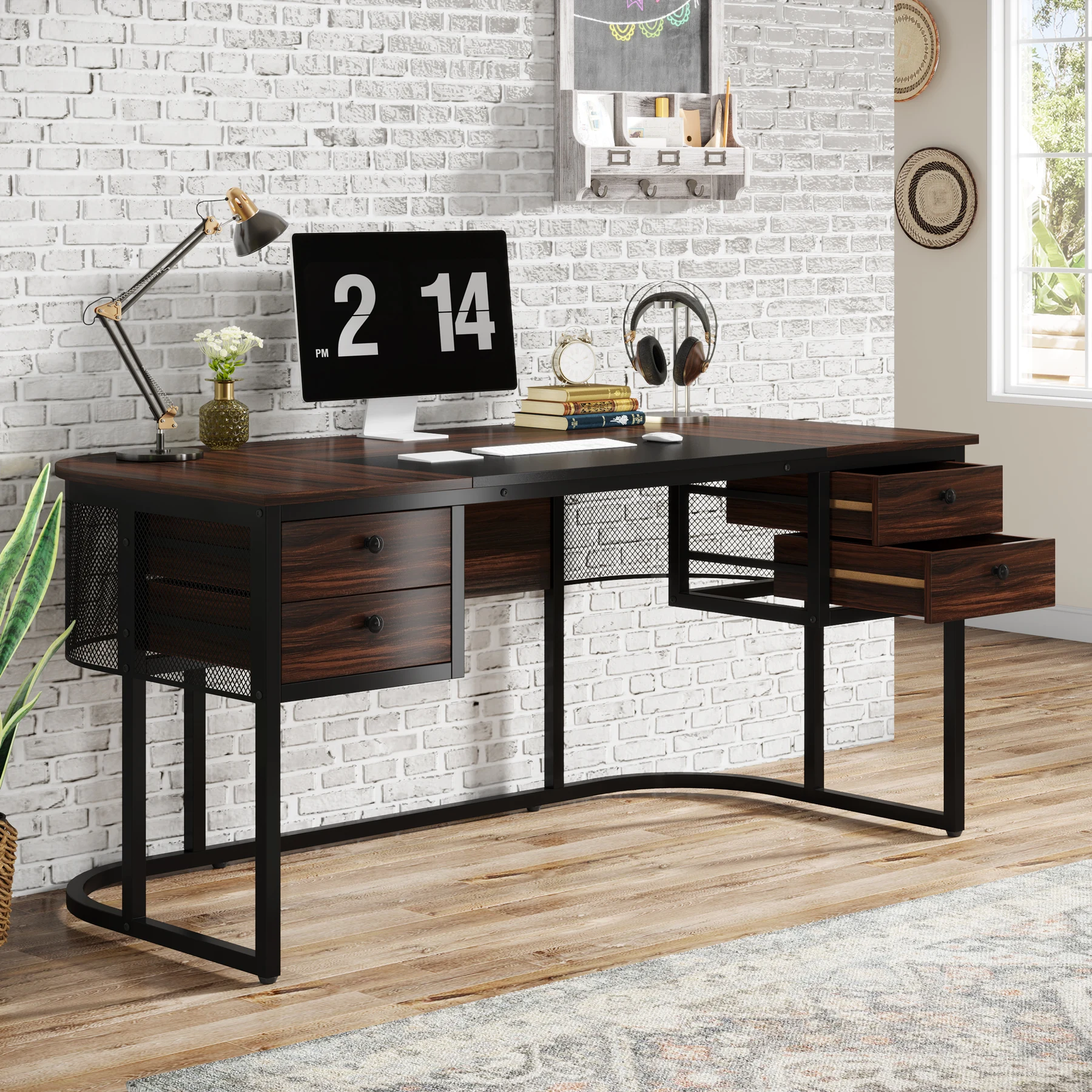 Tribesigns 63-Inch Executive Desk with 4 Drawers, Large Office Desk Computer Desk, Business Furniture Desk Workstation