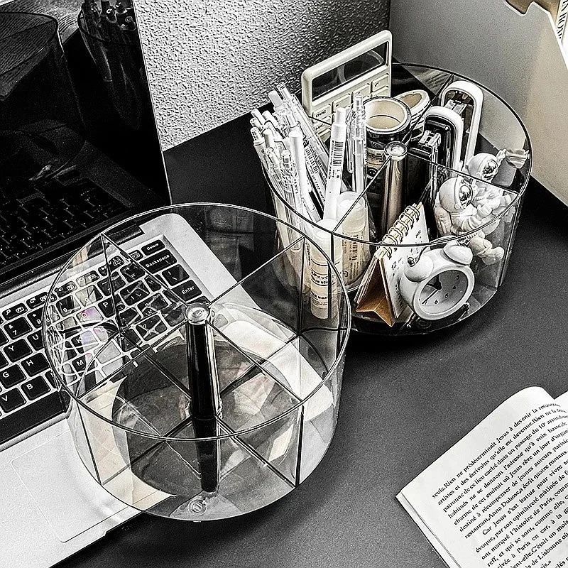 Large Capacity Rotating Acrylic Pen Holder Light Luxury Desktop Multifunctional Stationery Storage Box JJ4783