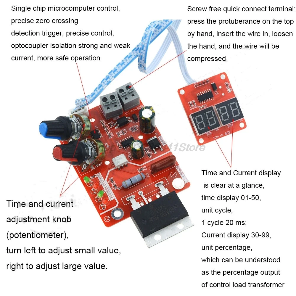 Imagem -03 - Controle Board Welding Machine Painel Soldador Tempo Ajustável Atual Display Digital Faça Você Mesmo Ny-d01 40a 100a