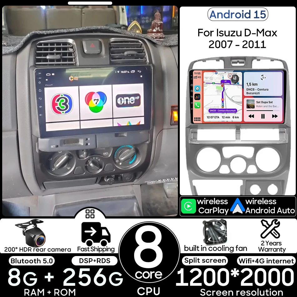

Автомобильный мультимедийный плеер Android 15 для Isuzu D-Max DMAX 2007 2008-2011 Беспроводной CarPlay Auto Video Audio Stereo 2din