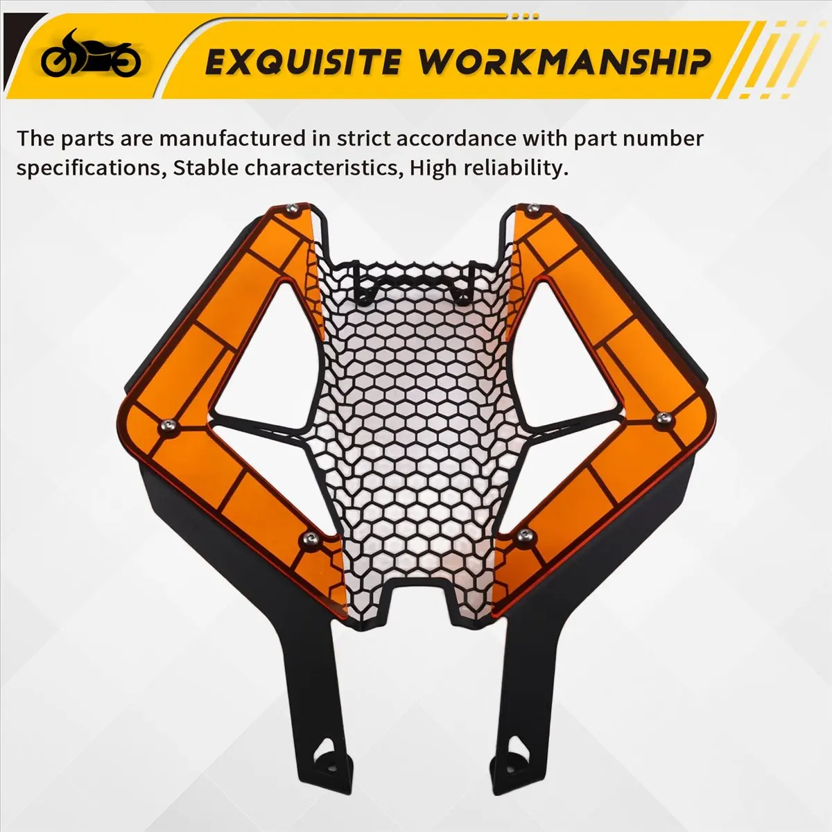 Compatible Motorcycle Headlight Protector Grille Guard Cover for 1390 Super R SuperDuke 1390 R 2024-2025 Orange+Black