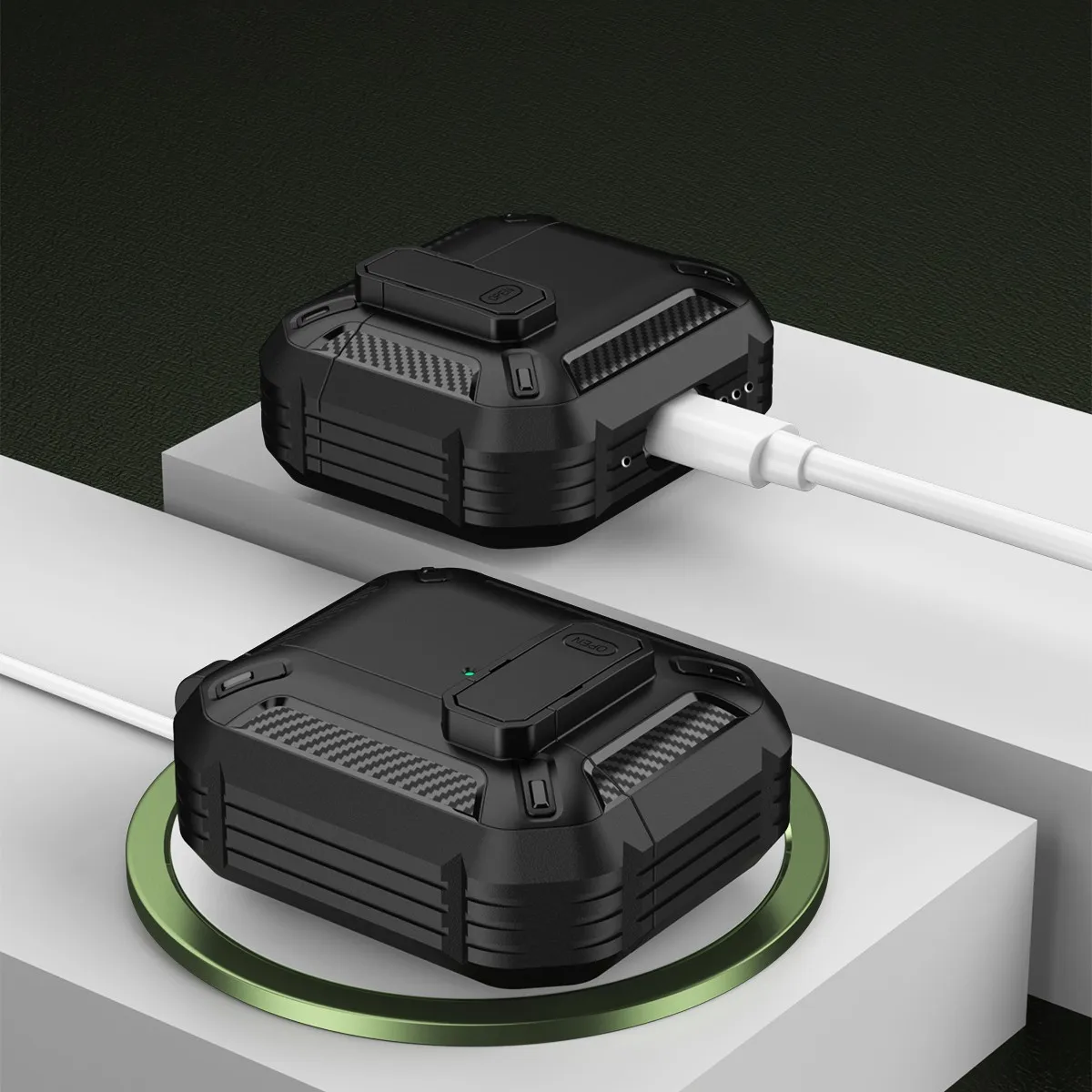 Interruptor de luxo caso do fone de ouvido para airpods 4 caso duas cores à prova de choque capa para apple air pods 4 casos acessórios chaveiro