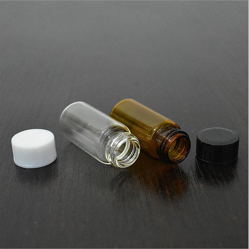 Viales pequeños de vidrio piezas, botellas ámbar transparentes para muestras de laboratorio, reactivos, con tapas de rosca, 3ml, 5ml, 10 Uds.