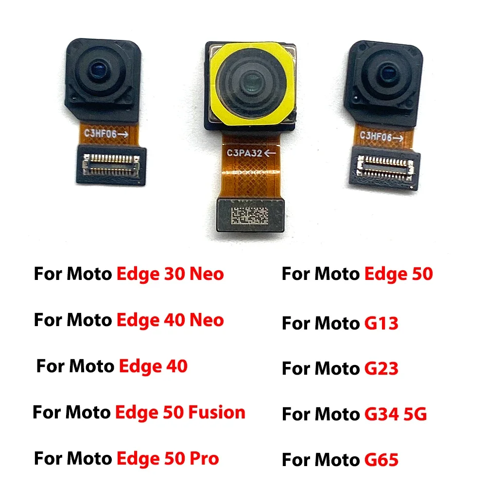 Back Rear Camera Module Flex Cable + Front Facing Camera Replacement for Moto G13 G23 G34 5G G35 G62 Edge 30 40 50 Pro Fusion