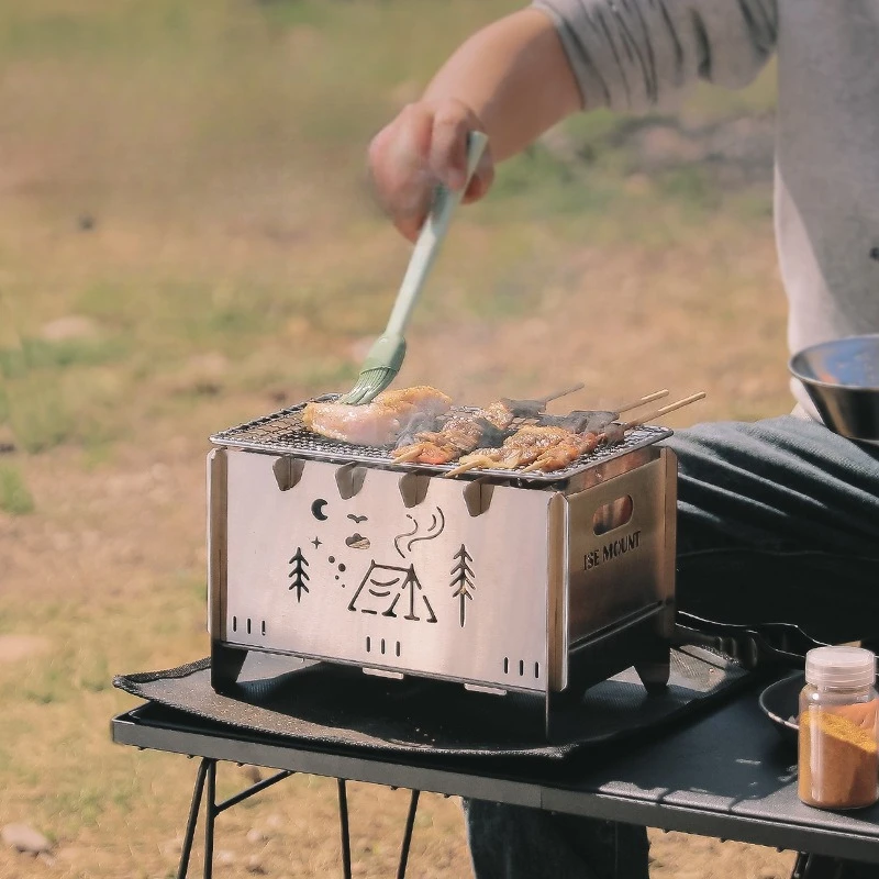 

Folding Grill Outdoor Stainless Steel Removable Campfire Stove Portable Camping Heating Wood Stove