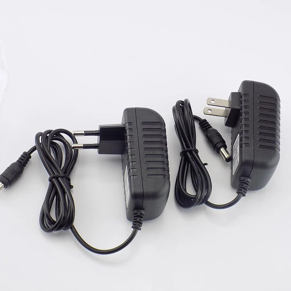 Adaptador de alimentação ac para dc 9v 2a, fonte 5.5mm x 2.5mm, conversor de tomada eua e ue, carregador 2000ma, luz de tira led, câmera cctv 100v-240v l19