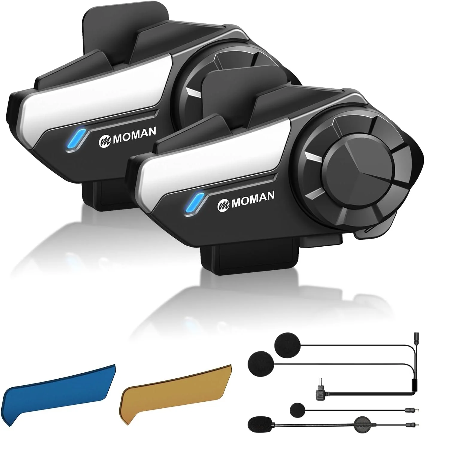 【FR STOCK】Moman 2Pack Motorhelm Intercom Headset 4-modi Dynamische audiomixing 1KM bereik Draadloos communicatiesysteem