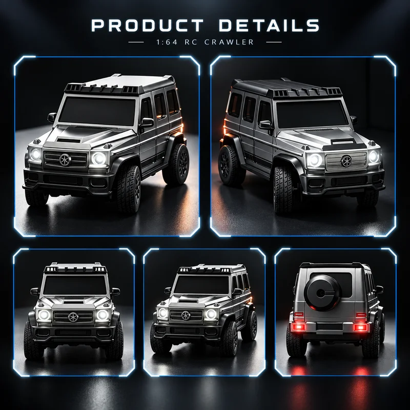 1:64 RC Climbing Car  Mini Off Road Vehicle 2.4G Remote Control Desktop Crawler Car LED Light Toy Gift view 5