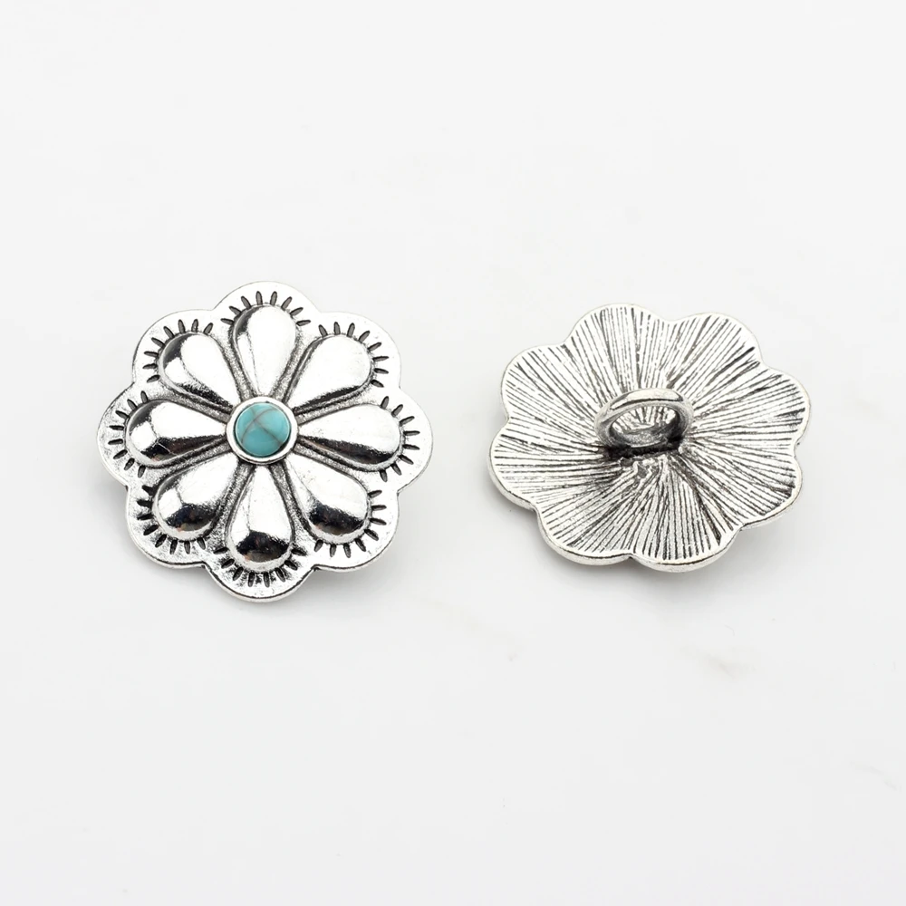 3pcs/lot 30MM Retro Zinc Alloy Charms Daisy Flowers Round Decorative Concho Button Charms For DIY Jewelry Accessories