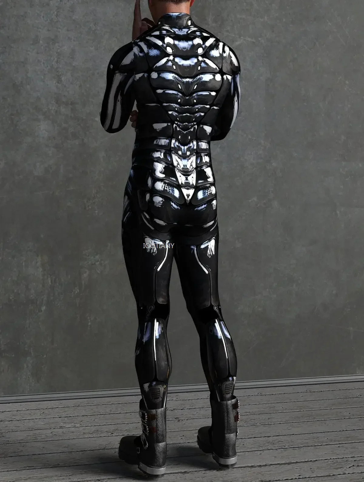 بدلة كوسبلاي بلاك روبوت درع Steampunk بدلة مطبوعة ثلاثية الأبعاد من Zentai ملابس ضيقة للحفلات أزياء تنكرية للهالوين كرنفال