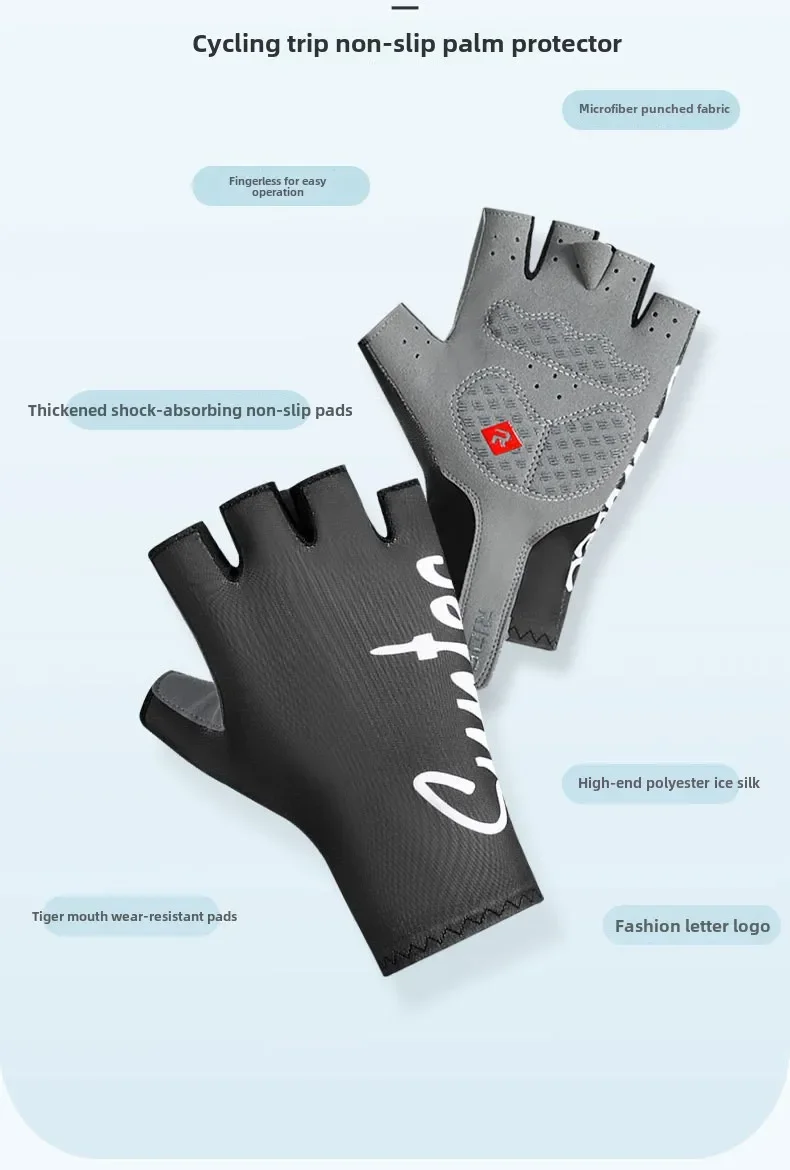 قفازات الدراجات للرجال والنساء بدون أصابع شبه أصابع قفازات صيفية للدراجات الجبلية ملحقات الدراجات النارية ركوب الدراجات في الهواء الطلق