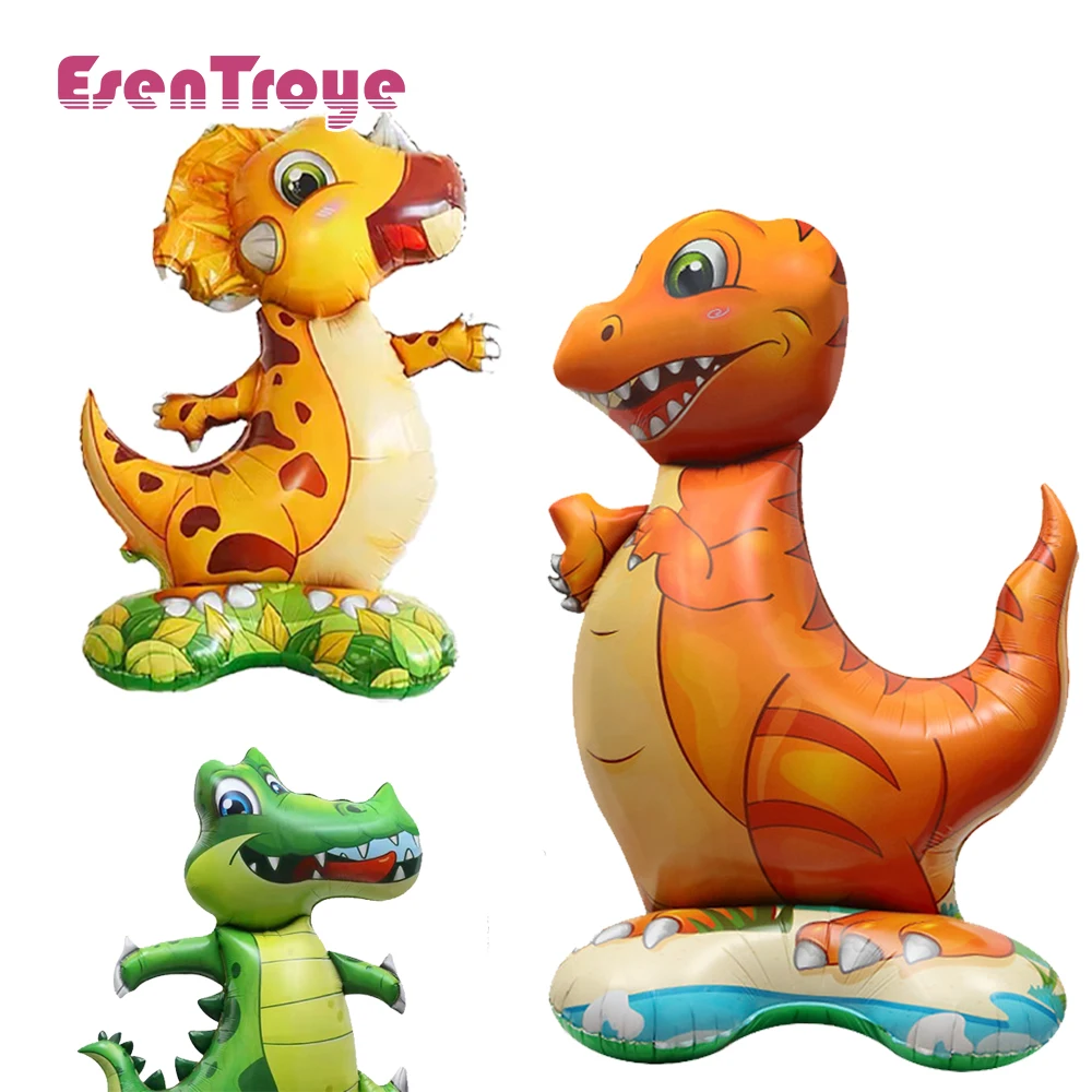 Large 4D Dinosaur Crocodile Foil Standing Inflatable Balloons Big Size Jungle Animal Boys Birthday Party Decor Kids Globos Toys