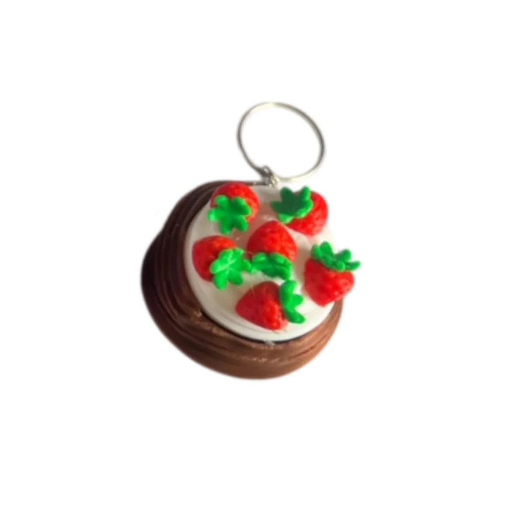 Keyring 3D Printed Clicker Key chain Push Button Simulated Cake Clicker Fidget Cartoon Cute Funny Keyboard Fidget Bag Charm