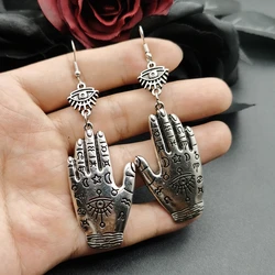 1 Pair Bohemian Hand of Hamsa Earrings for Good Luck,Large Hand of Fatima Earrings,Evil Eye Earrings,Modern Hippie,Gothic Boho