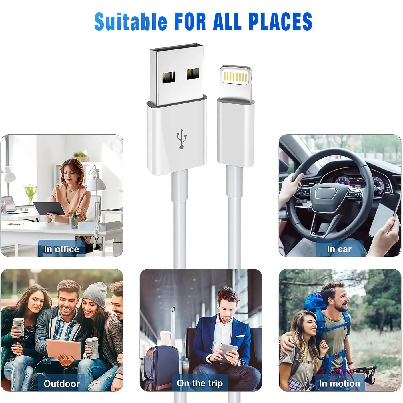 LAIHONEN 1PC/5PCS 10FT USB to Lightning Fast Charging Cable, Durable Charger Cord For iPhone 14 Pro Max 13 12 11 X XR XS iPad