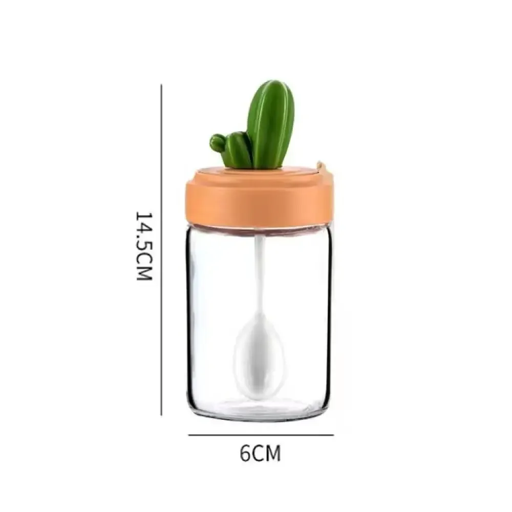 Cactus Seasoning Storage Box Home Glass Spice Jar Salt Container Bottle Set Condiment Organizer Kitchen Tool Cooking Accessory