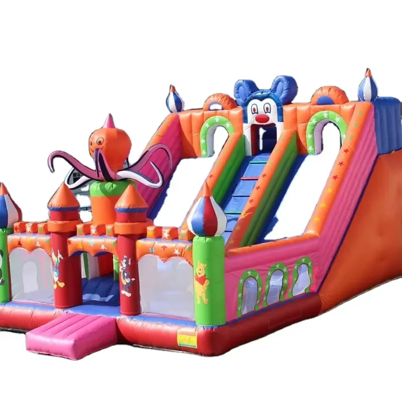 Octopus inflatable bouncy jumping castle dry slide for adults and kids