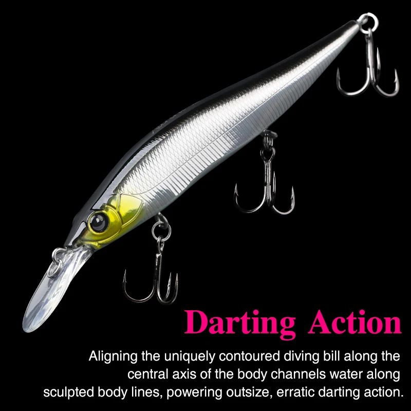 TSURINOYA Suspend Minnow AURORA 98SP Fishing Lure 98mm/3.85in 10g Long Casting Range 2.2m Knocking Sound Hard Bait For Bass Pike - view 3